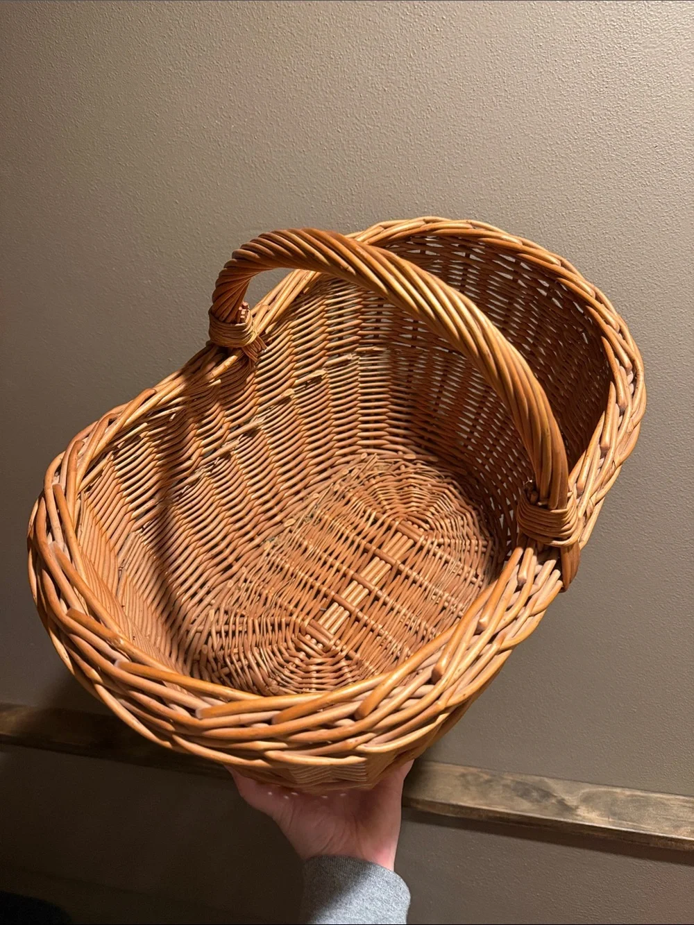 Vintage Woven Natural Rattan Wicker Basket